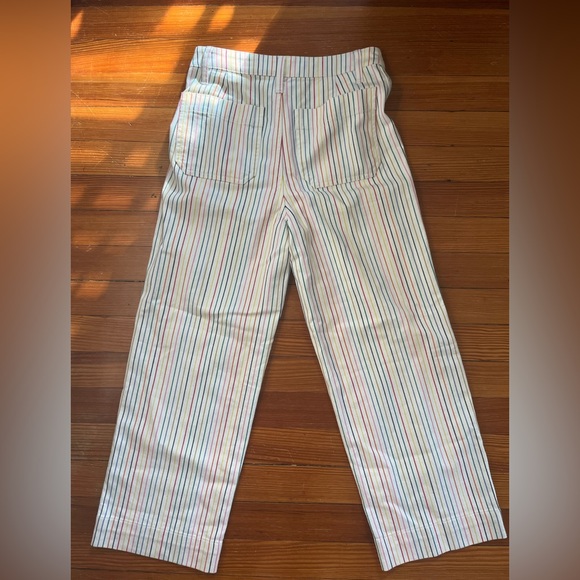 NWT Madewell rainbow pin stripe high waisted wide-leg cropped jeans, size 25 - Picture 2 of 5